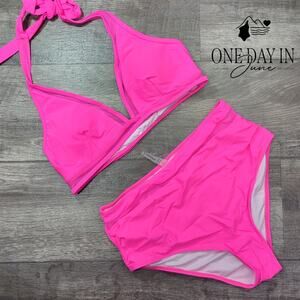 Aleumdr High Waist Halter Bikini Swimsuit Size L